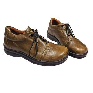 Birkenstock Footprints‎ Women's Leather Oxford Shoes Size 37 Olive Green